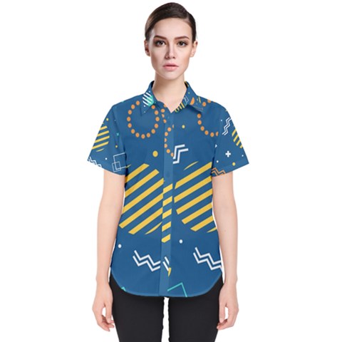 Flat-design-geometric-shapes-background Women s Short Sleeve Shirt by Vaneshart