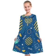 Flat-design-geometric-shapes-background Kids  Midi Sailor Dress