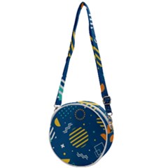 Flat-design-geometric-shapes-background Crossbody Circle Bag by Vaneshart