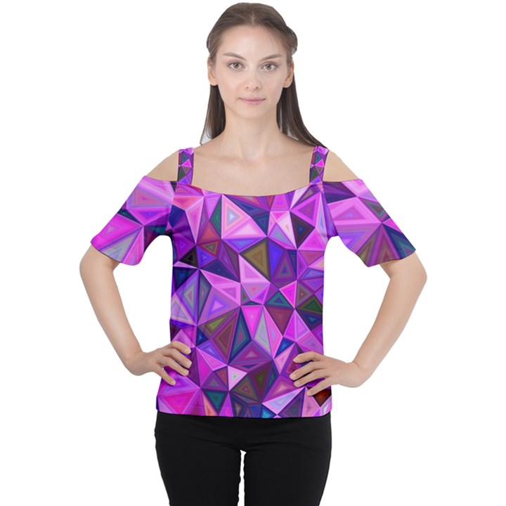 Triangular-shapes-background Cutout Shoulder Tee