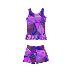 Triangular-shapes-background Kids  Boyleg Swimsuit by Vaneshart