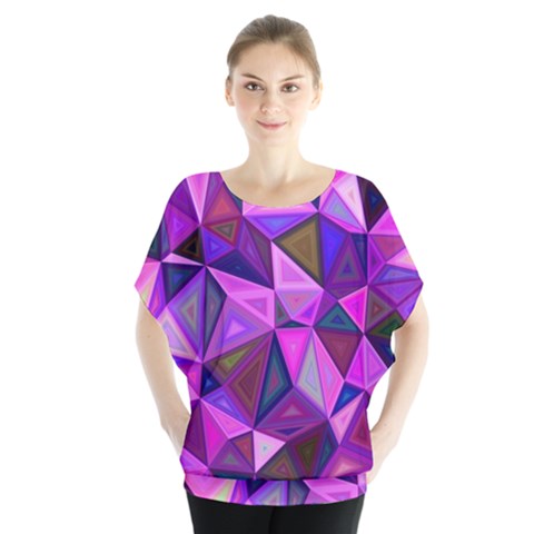 Triangular-shapes-background Batwing Chiffon Blouse by Vaneshart