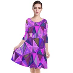 Triangular-shapes-background Quarter Sleeve Waist Band Dress by Vaneshart