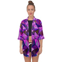 Triangular-shapes-background Open Front Chiffon Kimono by Vaneshart