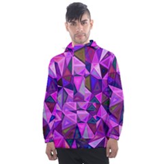 Triangular-shapes-background Men s Front Pocket Pullover Windbreaker