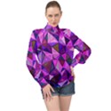 Triangular-shapes-background High Neck Long Sleeve Chiffon Top View1