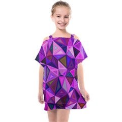 Triangular-shapes-background Kids  One Piece Chiffon Dress