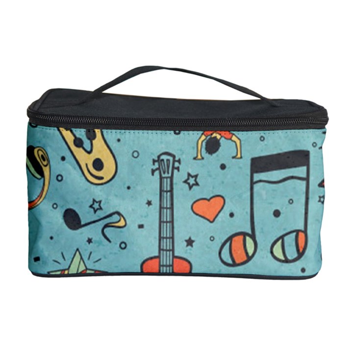 Seamless-pattern-musical-instruments-notes-headphones-player Cosmetic Storage