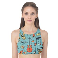 Seamless-pattern-musical-instruments-notes-headphones-player Tank Bikini Top by Vaneshart