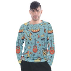 Seamless-pattern-musical-instruments-notes-headphones-player Men s Long Sleeve Raglan Tee