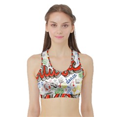 Music-color-elements Sports Bra With Border by Vaneshart