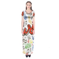 Music-color-elements Short Sleeve Maxi Dress by Vaneshart