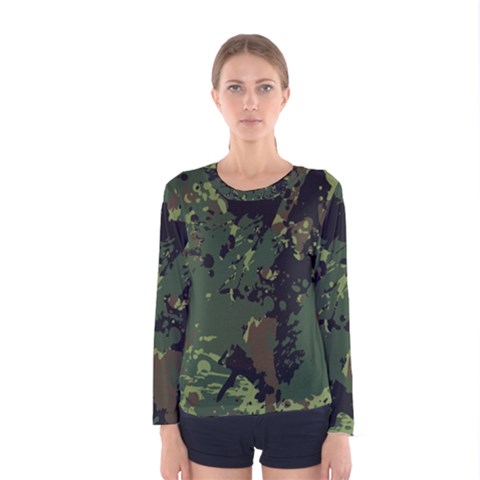 Military Background Grunge Women s Long Sleeve Tee by Vaneshart