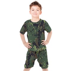 Military Background Grunge Kids  Tee And Shorts Set by Vaneshart