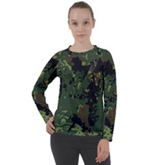 Military Background Grunge Women s Long Sleeve Raglan Tee