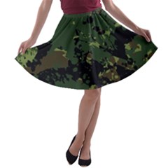 Military Background Grunge-style A-line Skater Skirt by Vaneshart