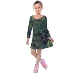 Military Background Grunge-style Kids  Long Sleeve Velvet Dress by Vaneshart