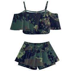 Military Background Grunge-style Kids  Off Shoulder Skirt Bikini by Vaneshart