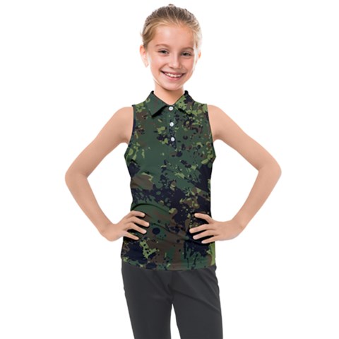 Military Background Grunge-style Kids  Sleeveless Polo Tee by Vaneshart