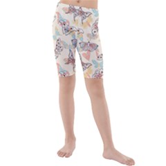 Pattern-with-hand-drawn-butterflies Kids  Mid Length Swim Shorts by Vaneshart