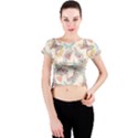 Pattern-with-hand-drawn-butterflies Crew Neck Crop Top View1