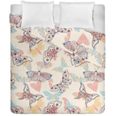 Pattern-with-hand-drawn-butterflies Duvet Cover Double Side (california King Size) by Vaneshart