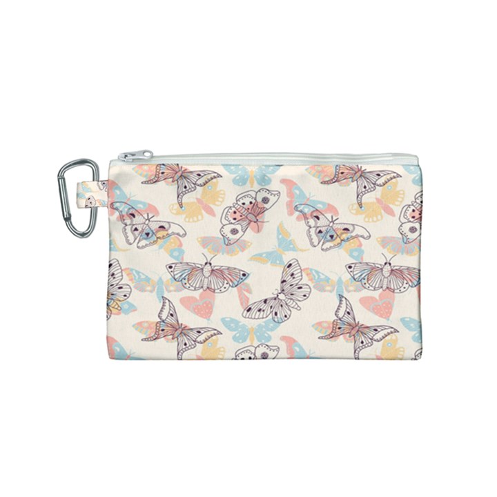 Pattern-with-hand-drawn-butterflies Canvas Cosmetic Bag (Small)