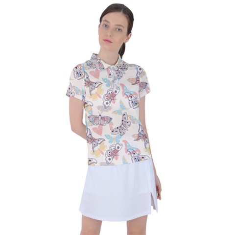 Pattern-with-hand-drawn-butterflies Women s Polo Tee by Vaneshart