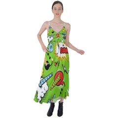 Modern-comics-background-pattern-with-bombs-lightening-jagged-clouds-speech-bubbles Tie Back Maxi Dress by Vaneshart