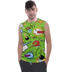 Modern-comics-background-pattern-with-bombs-lightening-jagged-clouds-speech-bubbles Men s Regular Tank Top