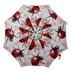 Ladybugs-pattern-texture-watercolor Hook Handle Umbrellas (small) by Vaneshart