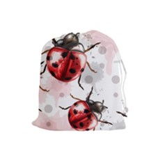 Ladybugs-pattern-texture-watercolor Drawstring Pouch (large) by Vaneshart