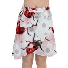 Ladybugs-pattern-texture-watercolor Chiffon Wrap Front Skirt