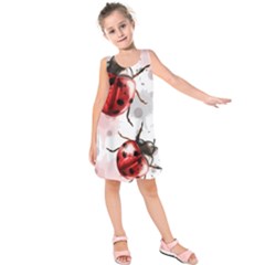 Ladybugs-pattern-texture-watercolor Kids  Sleeveless Dress by Vaneshart