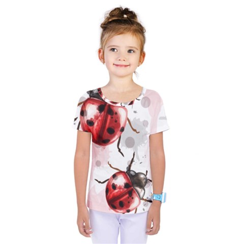 Ladybugs-pattern-texture-watercolor Kids  One Piece Tee by Vaneshart