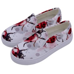 Ladybugs-pattern-texture-watercolor Kids  Canvas Slip Ons by Vaneshart