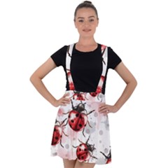 Ladybugs-pattern-texture-watercolor Velvet Suspender Skater Skirt by Vaneshart