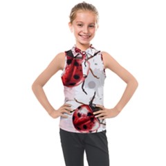 Ladybugs-pattern-texture-watercolor Kids  Sleeveless Polo Tee