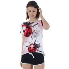 Ladybugs-pattern-texture-watercolor Short Sleeve Foldover Tee