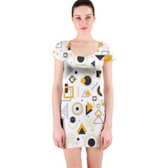 Flat-geometric-shapes-background Short Sleeve Bodycon Dress by Vaneshart