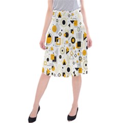 Flat-geometric-shapes-background Midi Beach Skirt by Vaneshart