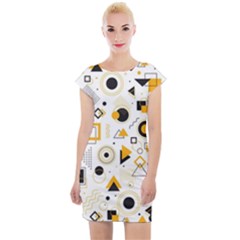 Flat-geometric-shapes-background Cap Sleeve Bodycon Dress by Vaneshart