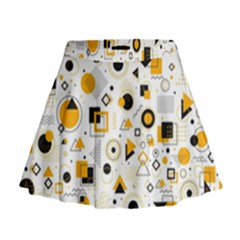 Flat-geometric-shapes-background Mini Flare Skirt by Vaneshart