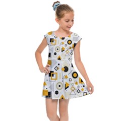 Flat-geometric-shapes-background Kids  Cap Sleeve Dress by Vaneshart