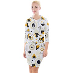 Flat-geometric-shapes-background Quarter Sleeve Hood Bodycon Dress by Vaneshart