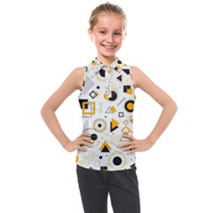 Flat-geometric-shapes-background Kids  Sleeveless Polo Tee