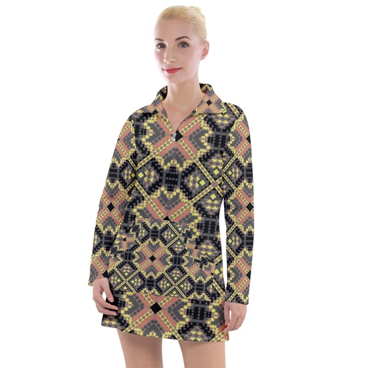 Seamless-mexican-pattern Women s Long Sleeve Casual Dress