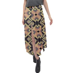 Seamless-mexican-pattern Velour Split Maxi Skirt by Vaneshart