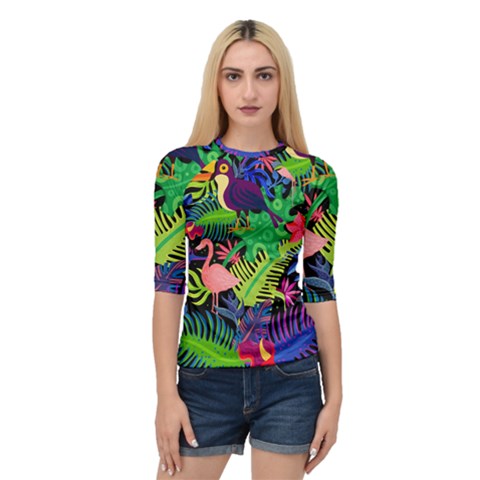 Tropical-exotic-colors-seamless-pattern Quarter Sleeve Raglan Tee by Vaneshart