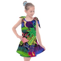 Tropical-exotic-colors-seamless-pattern Kids  Tie Up Tunic Dress by Vaneshart